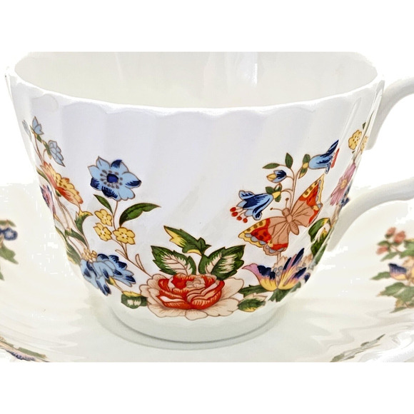 TEA CUP & SAUCER-AYNSLEY-Vintage-Cottage Garden Pattern-Fine Bone China-Flora - Picture 6 of 12